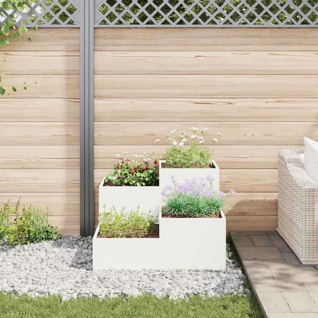 Tuin Bloempot Wit 80 x 80 x 60 cm Staal is nu te koop bij PeponiXL, paradijselijk wonen!
