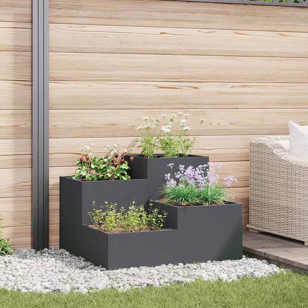 Tuin Bloempot Antraciet 80 x 80 x 60 cm Staal is nu te koop bij PeponiXL, paradijselijk wonen!