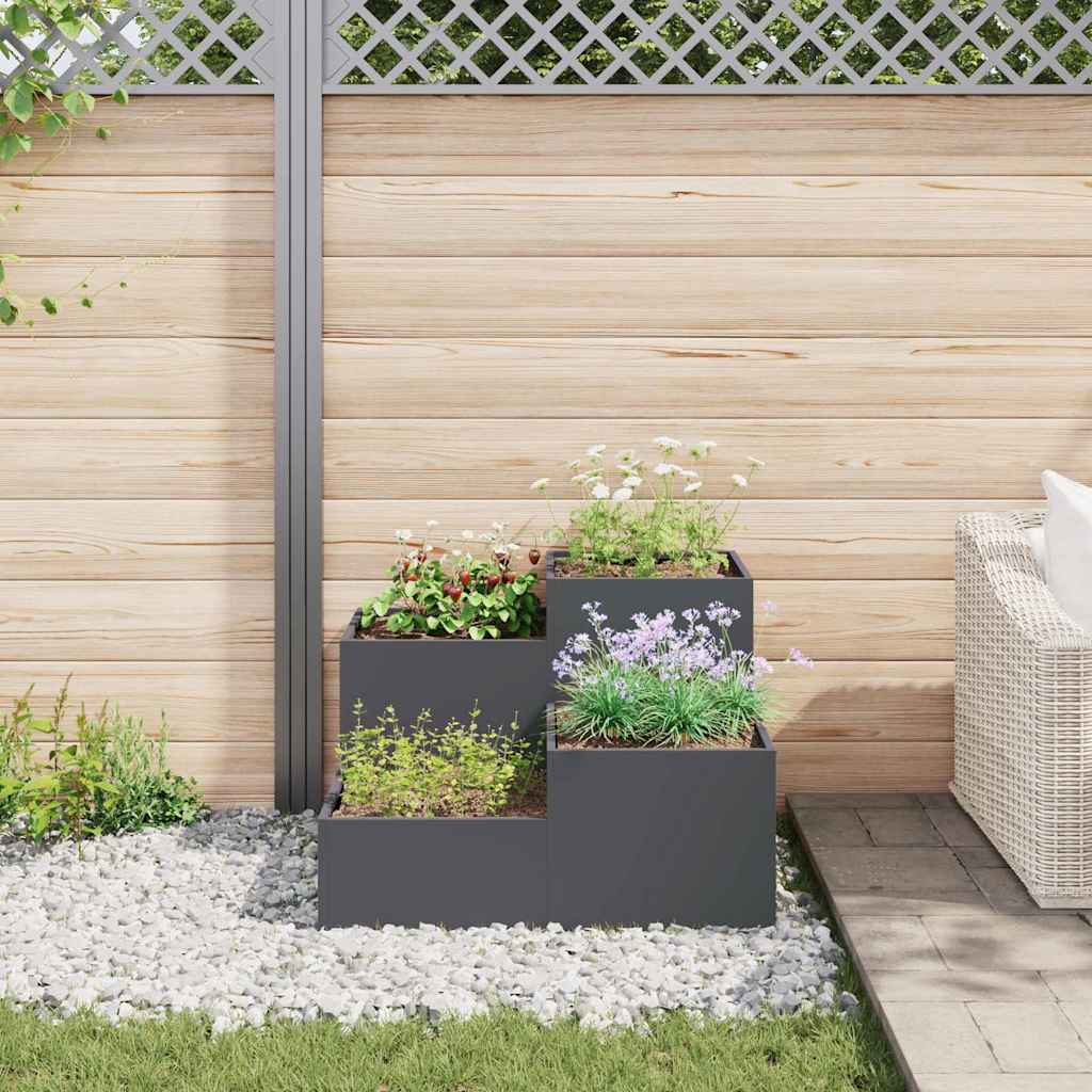 Tuin Bloempot Antraciet 80 x 80 x 60 cm Staal is nu te koop bij PeponiXL, paradijselijk wonen!