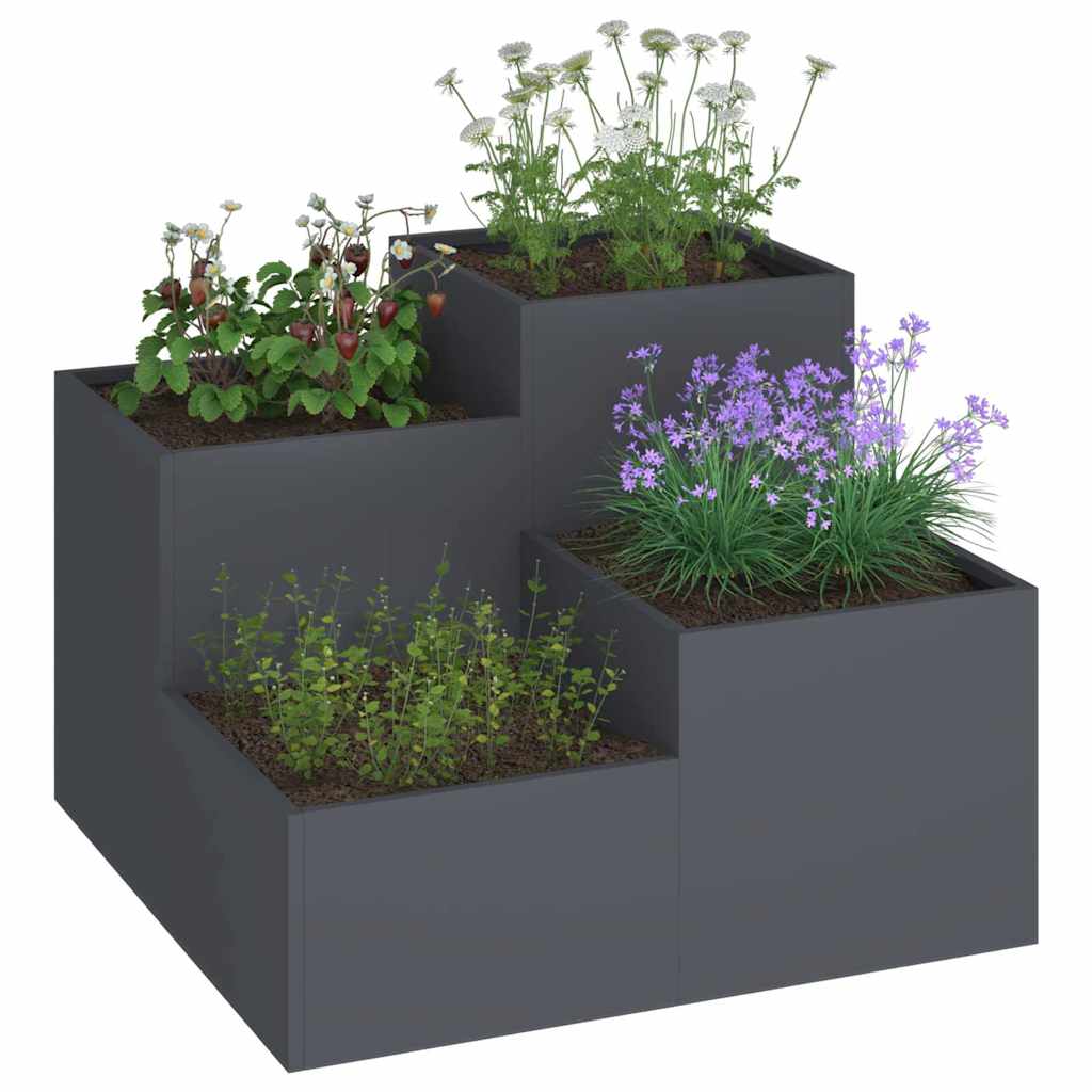 Tuin Bloempot Antraciet 80 x 80 x 60 cm Staal is nu te koop bij PeponiXL, paradijselijk wonen!