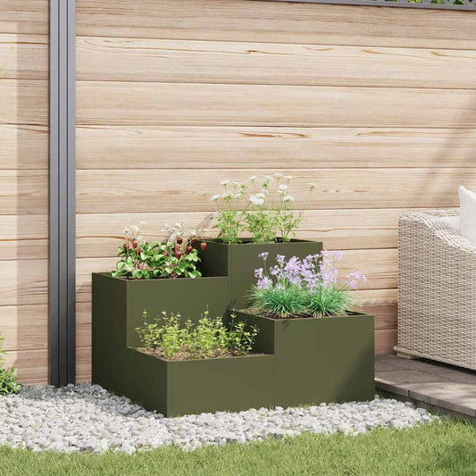 Tuin Bloempot Olijfgroen 80 x 80 x 60 cm Staal is nu te koop bij PeponiXL, paradijselijk wonen!