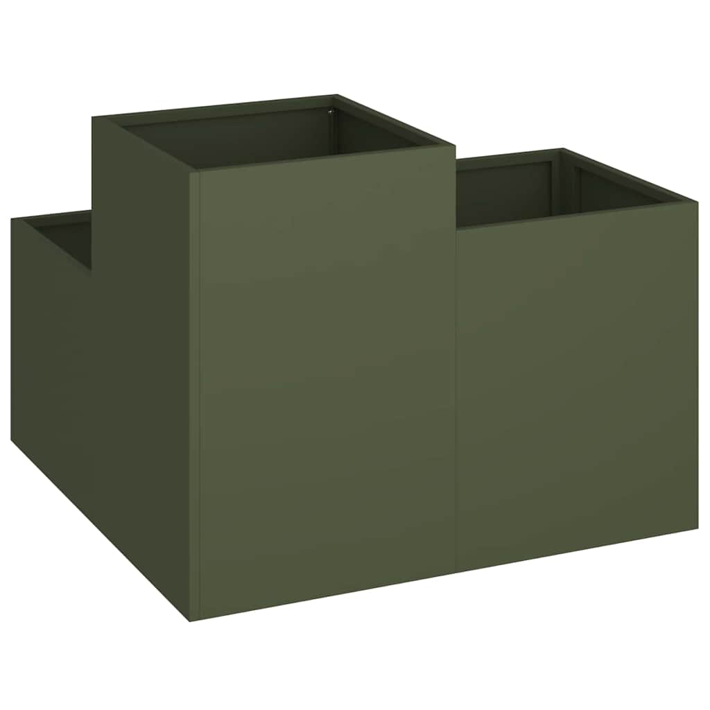 Tuin Bloempot Olijfgroen 80 x 80 x 60 cm Staal is nu te koop bij PeponiXL, paradijselijk wonen!