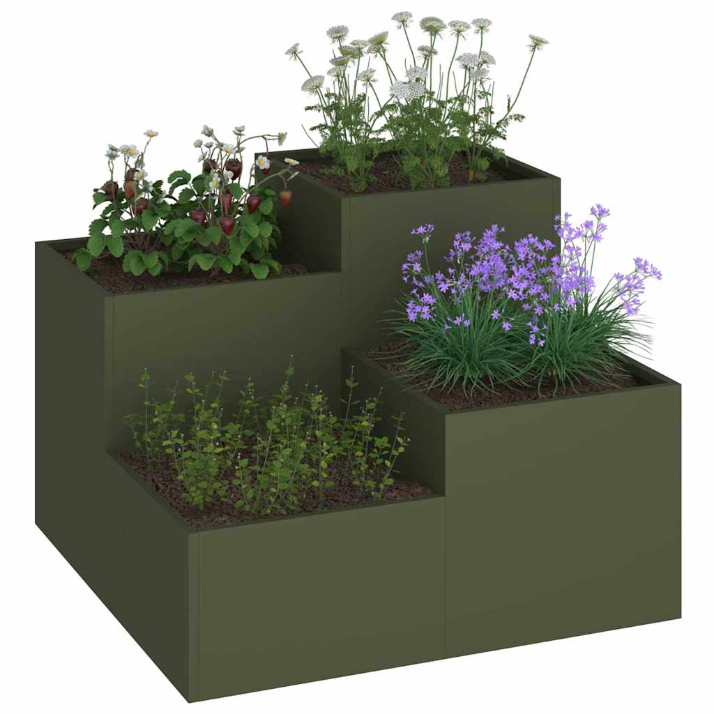 Tuin Bloempot Olijfgroen 80 x 80 x 60 cm Staal is nu te koop bij PeponiXL, paradijselijk wonen!