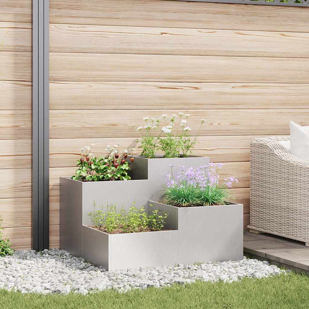 Tuin Bloempot Zilver 80 x 80 x 60 cm Roestvrij staal is nu te koop bij PeponiXL, paradijselijk wonen!