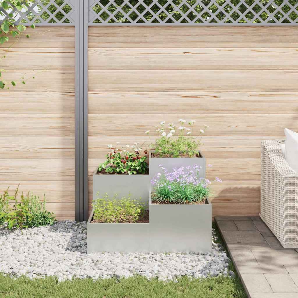 Tuin Bloempot Zilver 80 x 80 x 60 cm Gegalvaniseerd staal is nu te koop bij PeponiXL, paradijselijk wonen!