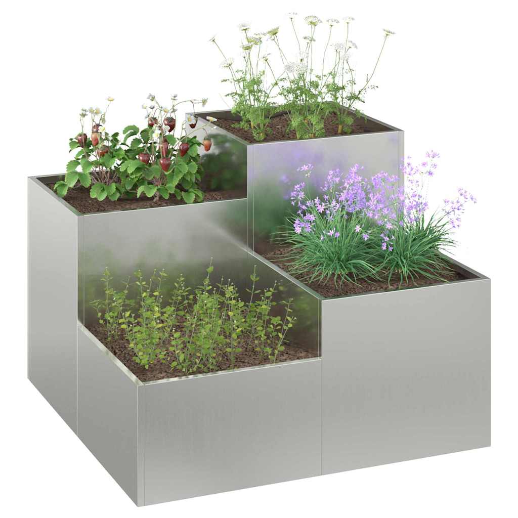 Tuin Bloempot Zilver 80 x 80 x 60 cm Gegalvaniseerd staal is nu te koop bij PeponiXL, paradijselijk wonen!