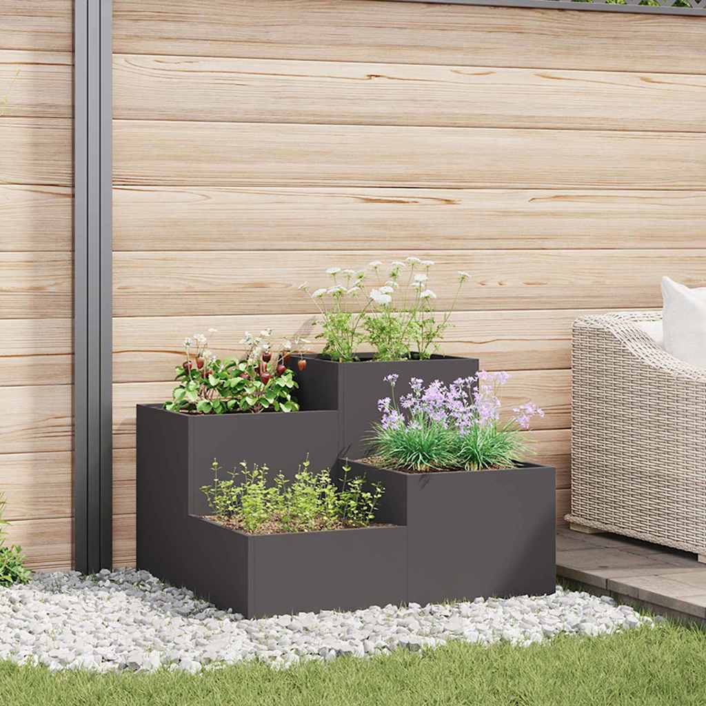 Tuin Bloempot Zwart 100 x 100 x 60 cm Staal is nu te koop bij PeponiXL, paradijselijk wonen!