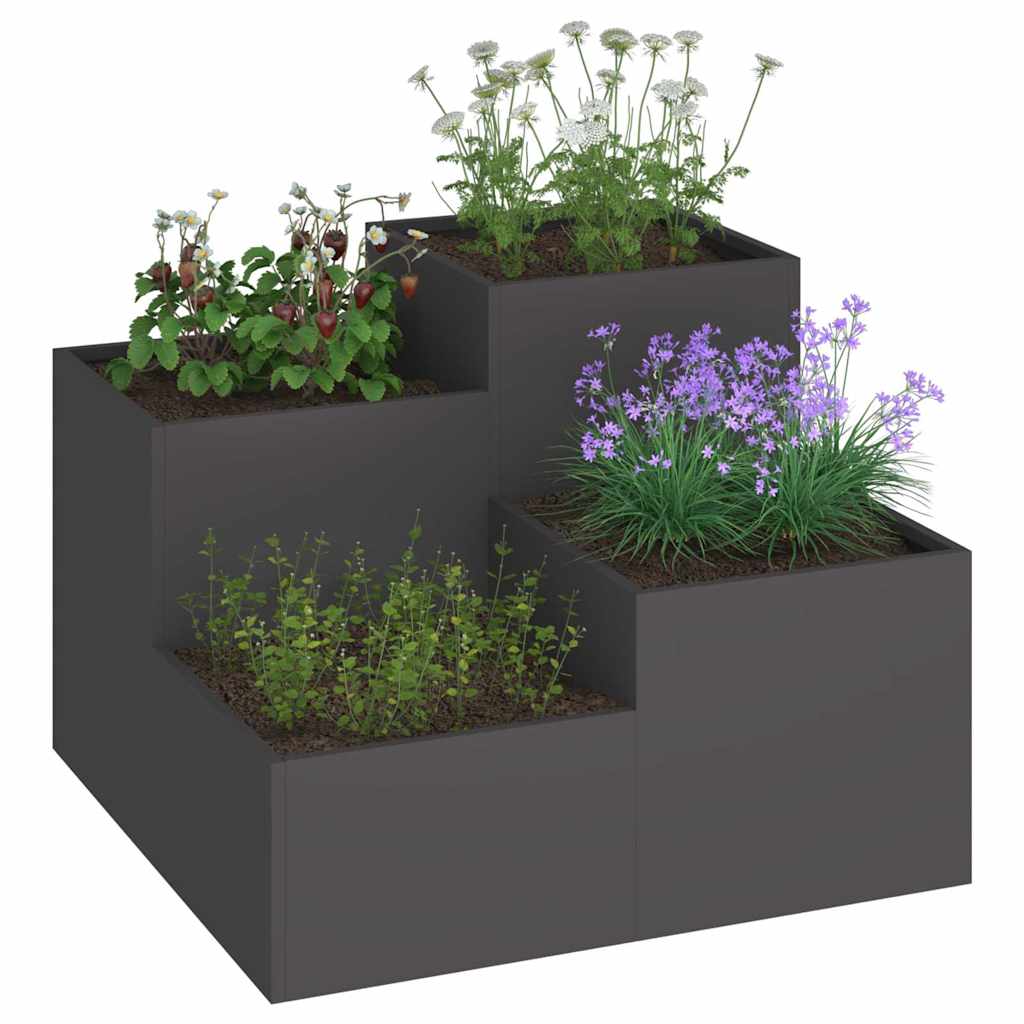 Tuin Bloempot Zwart 100 x 100 x 60 cm Staal is nu te koop bij PeponiXL, paradijselijk wonen!