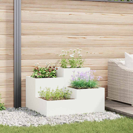 Tuin Bloempot Wit 100 x 100 x 60 cm Staal is nu te koop bij PeponiXL, paradijselijk wonen!