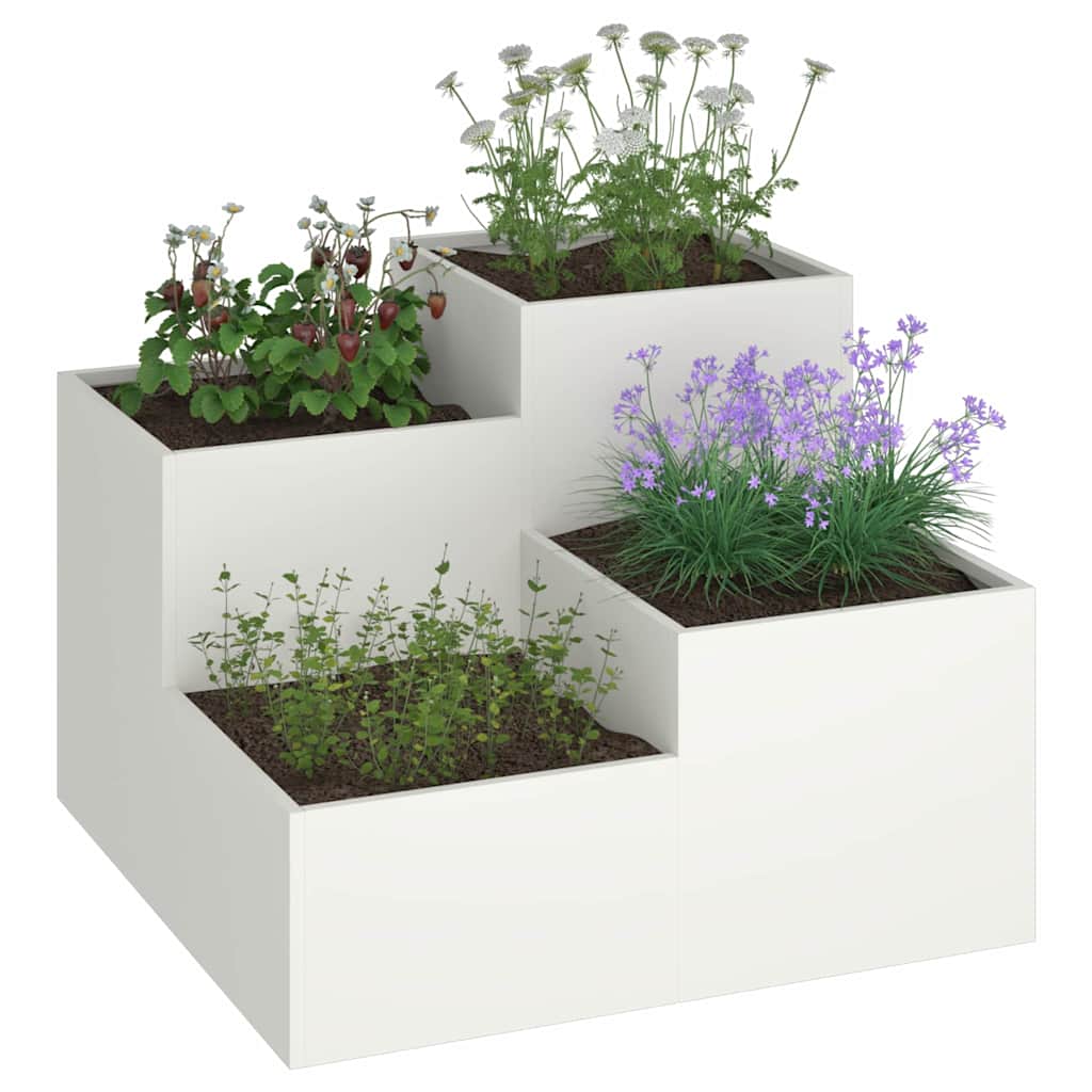 Tuin Bloempot Wit 100 x 100 x 60 cm Staal is nu te koop bij PeponiXL, paradijselijk wonen!