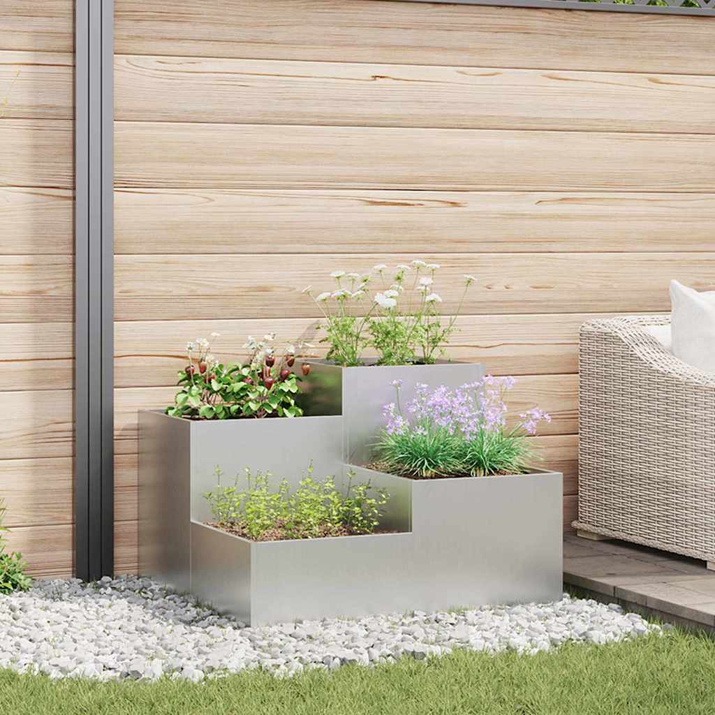Tuin Bloempot Zilver 100 x 100 x 60 cm Gegalvaniseerd staal is nu te koop bij PeponiXL, paradijselijk wonen!