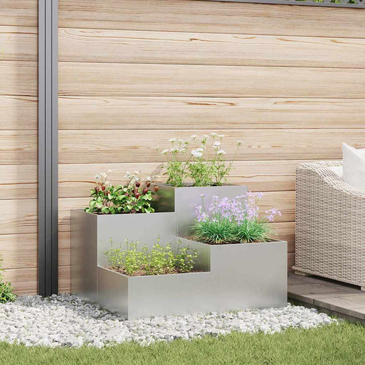 Tuin Bloempot Zilver 100 x 100 x 60 cm Gegalvaniseerd staal is nu te koop bij PeponiXL, paradijselijk wonen!