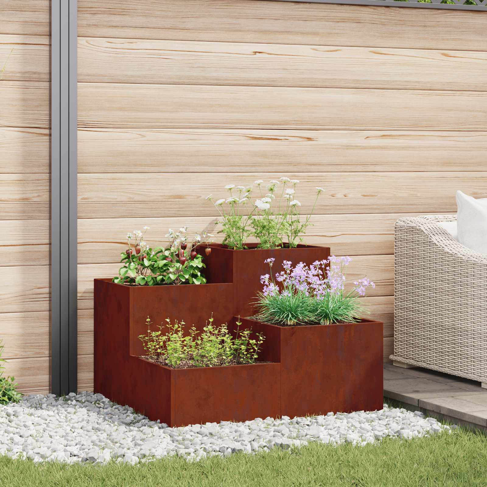 Tuin Bloempot Roestig 100 x 100 x 60 cm Cortenstaal is nu te koop bij PeponiXL, paradijselijk wonen!
