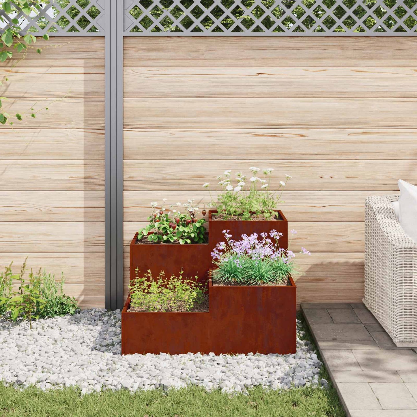 Tuin Bloempot Roestig 100 x 100 x 60 cm Cortenstaal is nu te koop bij PeponiXL, paradijselijk wonen!