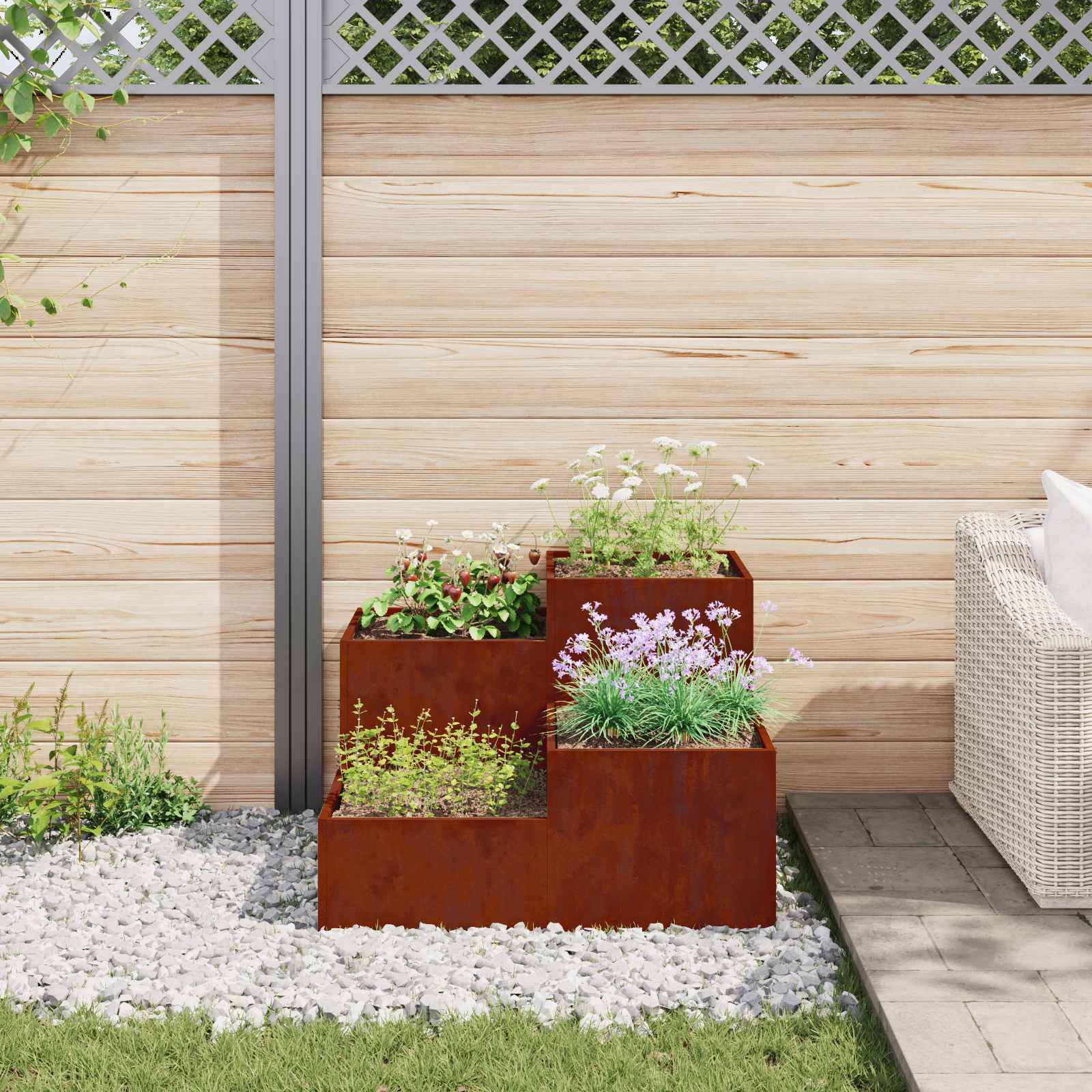 Tuin Bloempot Roestig 100 x 100 x 60 cm Cortenstaal is nu te koop bij PeponiXL, paradijselijk wonen!