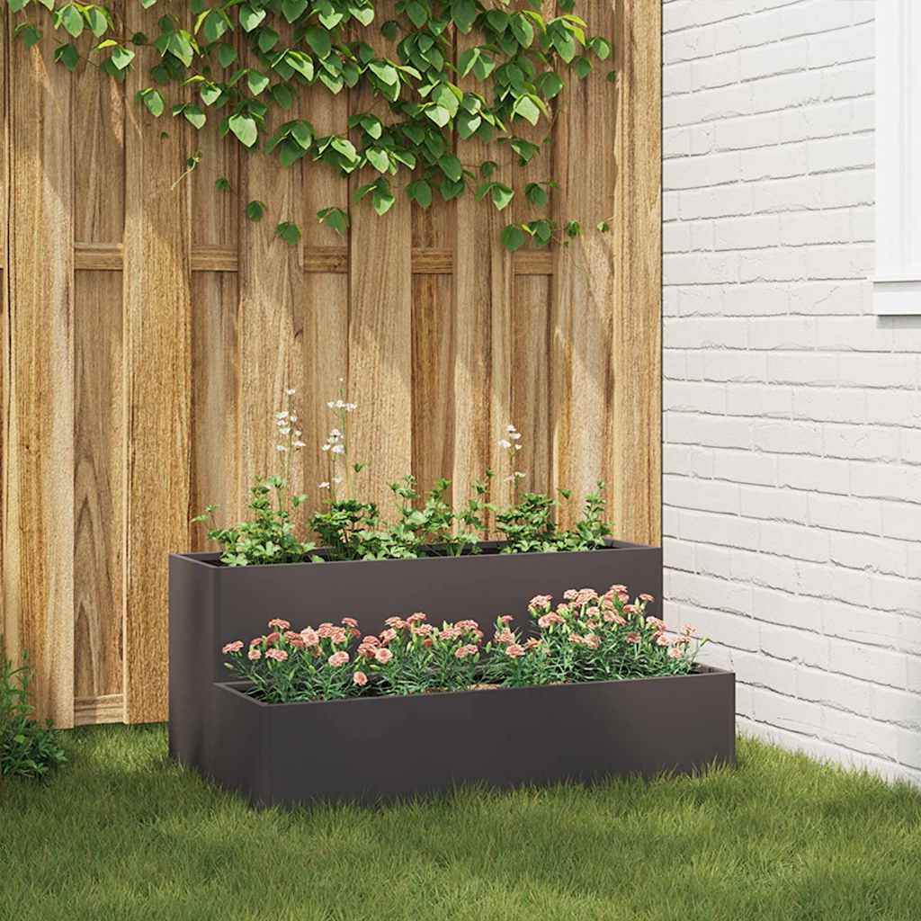 Tuin Bloempot Zwart 100 x 60 x 45 cm Koudgewalst staal is nu te koop bij PeponiXL, paradijselijk wonen!