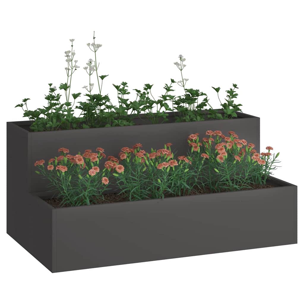 Tuin Bloempot Zwart 100 x 60 x 45 cm Koudgewalst staal is nu te koop bij PeponiXL, paradijselijk wonen!