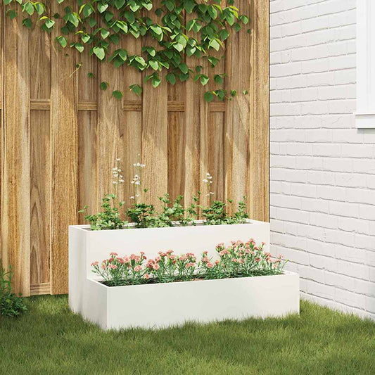 Tuin Bloempot Wit 100 x 60 x 45 cm Koudgewalst staal is nu te koop bij PeponiXL, paradijselijk wonen!