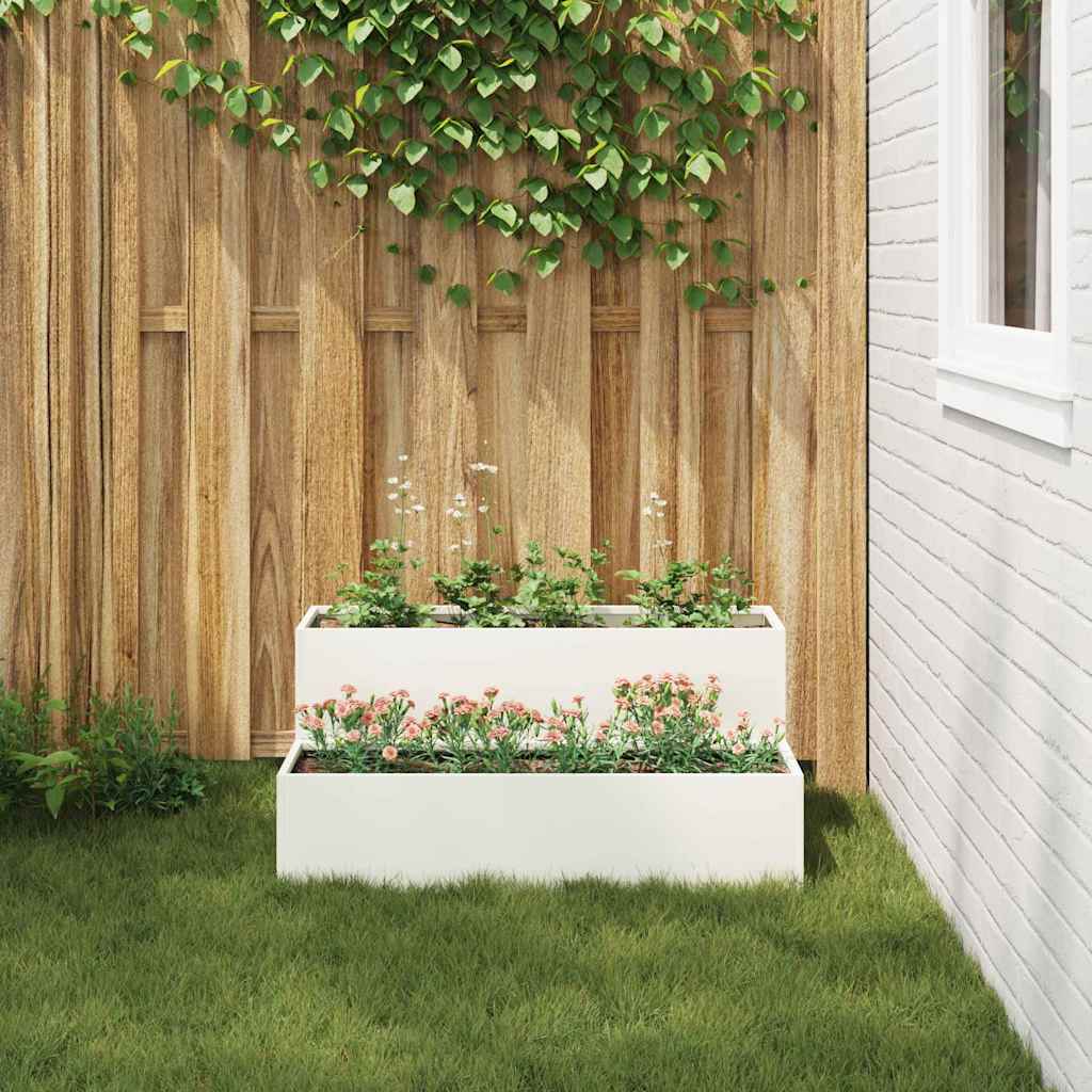Tuin Bloempot Wit 100 x 60 x 45 cm Koudgewalst staal is nu te koop bij PeponiXL, paradijselijk wonen!