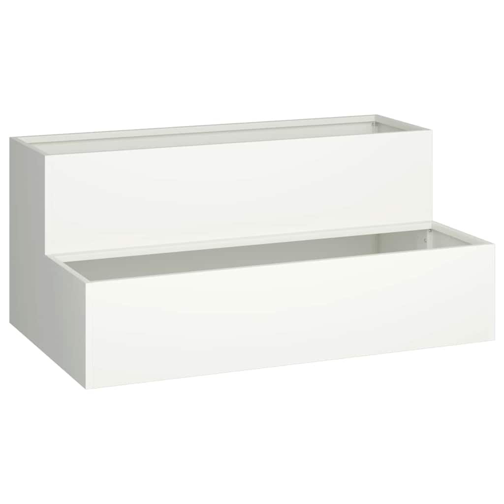 Tuin Bloempot Wit 100 x 60 x 45 cm Koudgewalst staal is nu te koop bij PeponiXL, paradijselijk wonen!