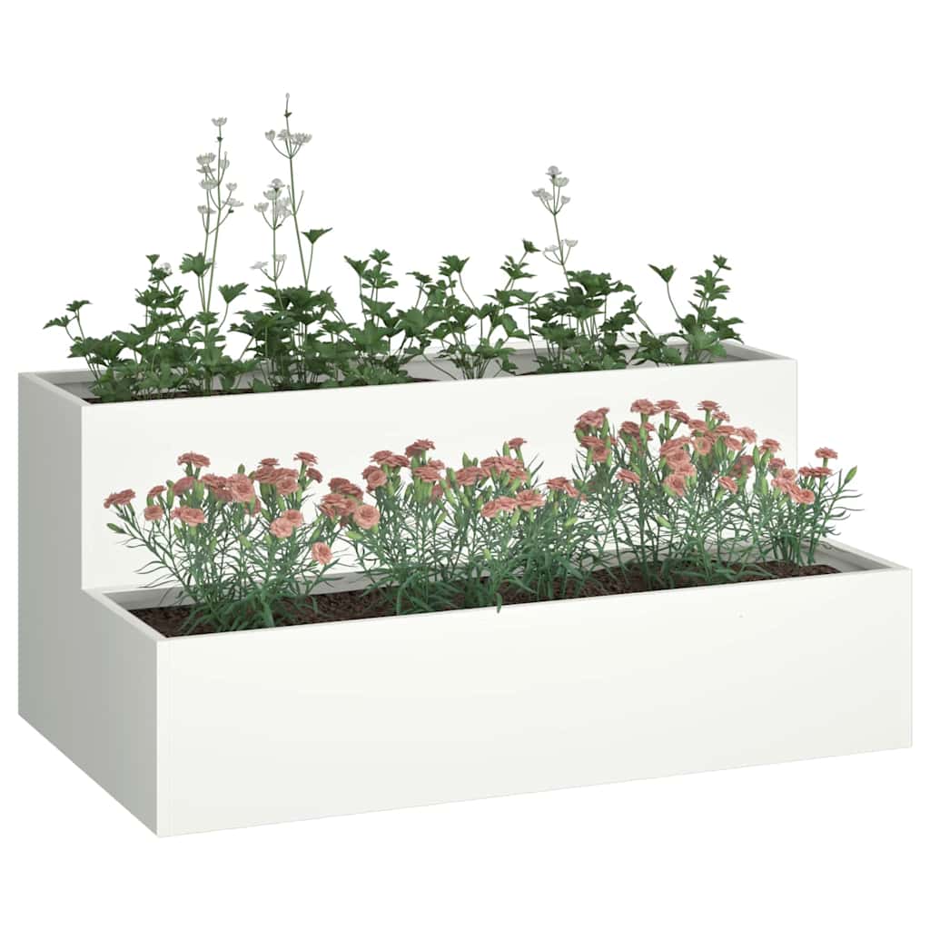 Tuin Bloempot Wit 100 x 60 x 45 cm Koudgewalst staal is nu te koop bij PeponiXL, paradijselijk wonen!
