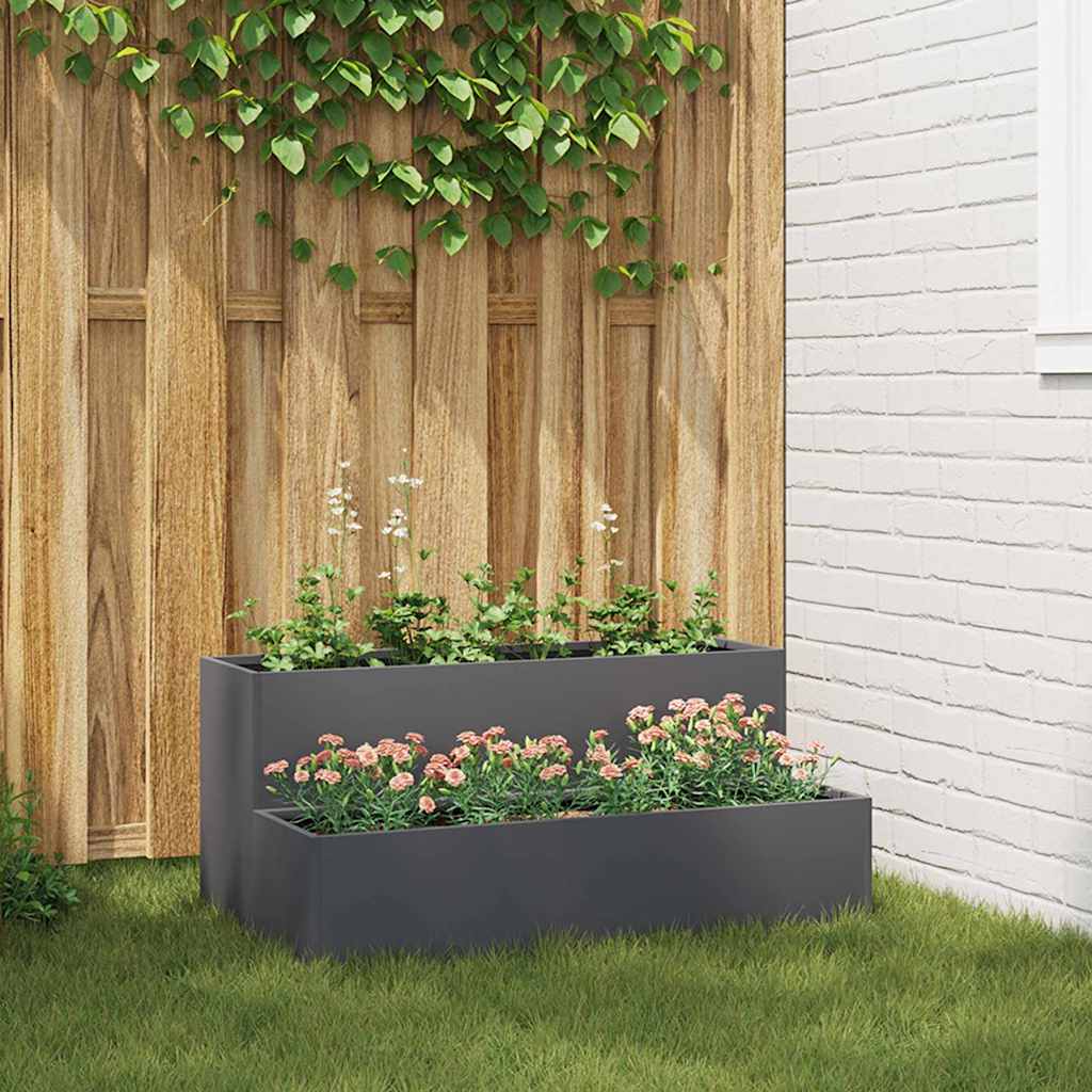 Tuin Bloempot Antraciet 100 x 60 x 45 cm Koudgewalst staal is nu te koop bij PeponiXL, paradijselijk wonen!