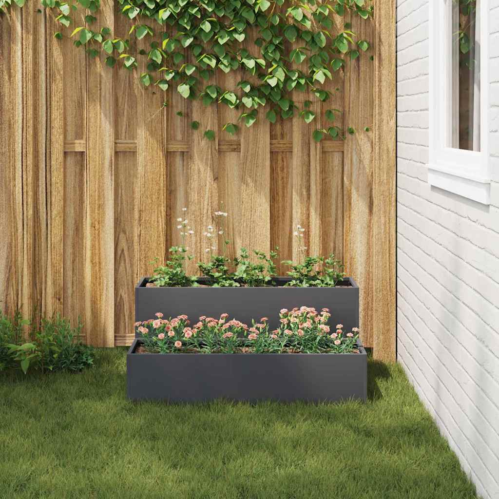 Tuin Bloempot Antraciet 100 x 60 x 45 cm Koudgewalst staal is nu te koop bij PeponiXL, paradijselijk wonen!