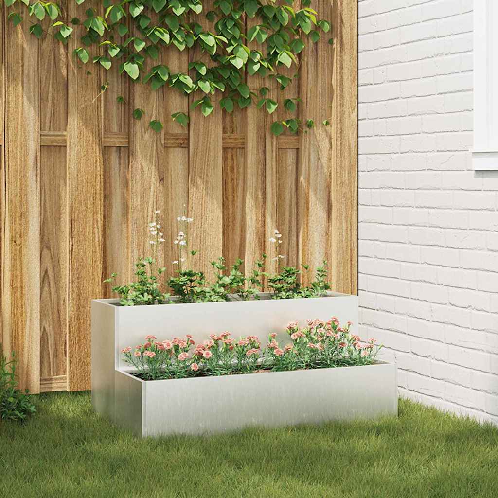 Tuin Bloempot Zilver 100 x 60 x 45 cm Roestvrij staal is nu te koop bij PeponiXL, paradijselijk wonen!