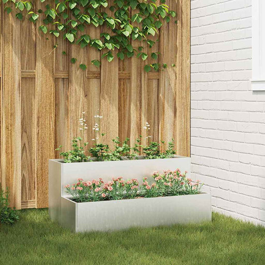 Tuin Bloempot Zilver 100 x 60 x 45 cm Roestvrij staal is nu te koop bij PeponiXL, paradijselijk wonen!