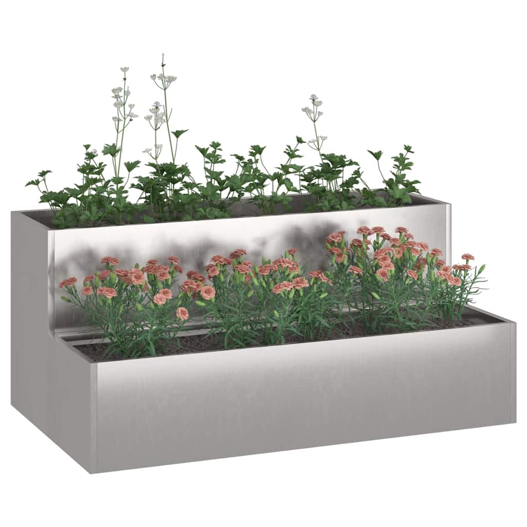 Tuin Bloempot Zilver 100 x 60 x 45 cm Roestvrij staal is nu te koop bij PeponiXL, paradijselijk wonen!