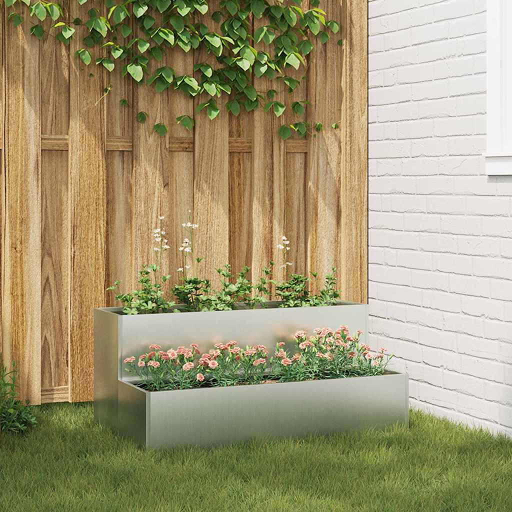 Tuin Bloempot Zilver 100 x 60 x 45 cm Gegalvaniseerd staal is nu te koop bij PeponiXL, paradijselijk wonen!