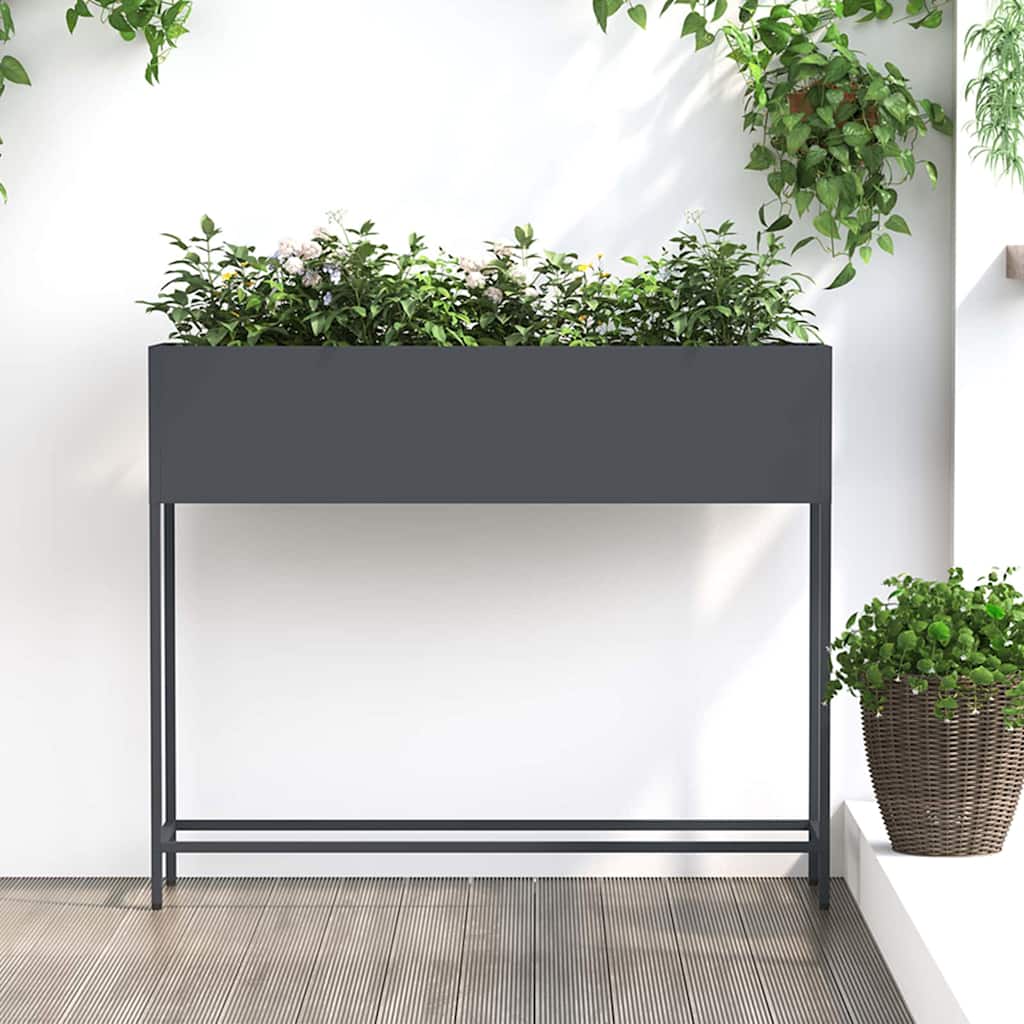 Verhoogde Tuin Plantbak Antraciet 100 x 26 x 82 cm Staal is nu te koop bij PeponiXL, paradijselijk wonen!