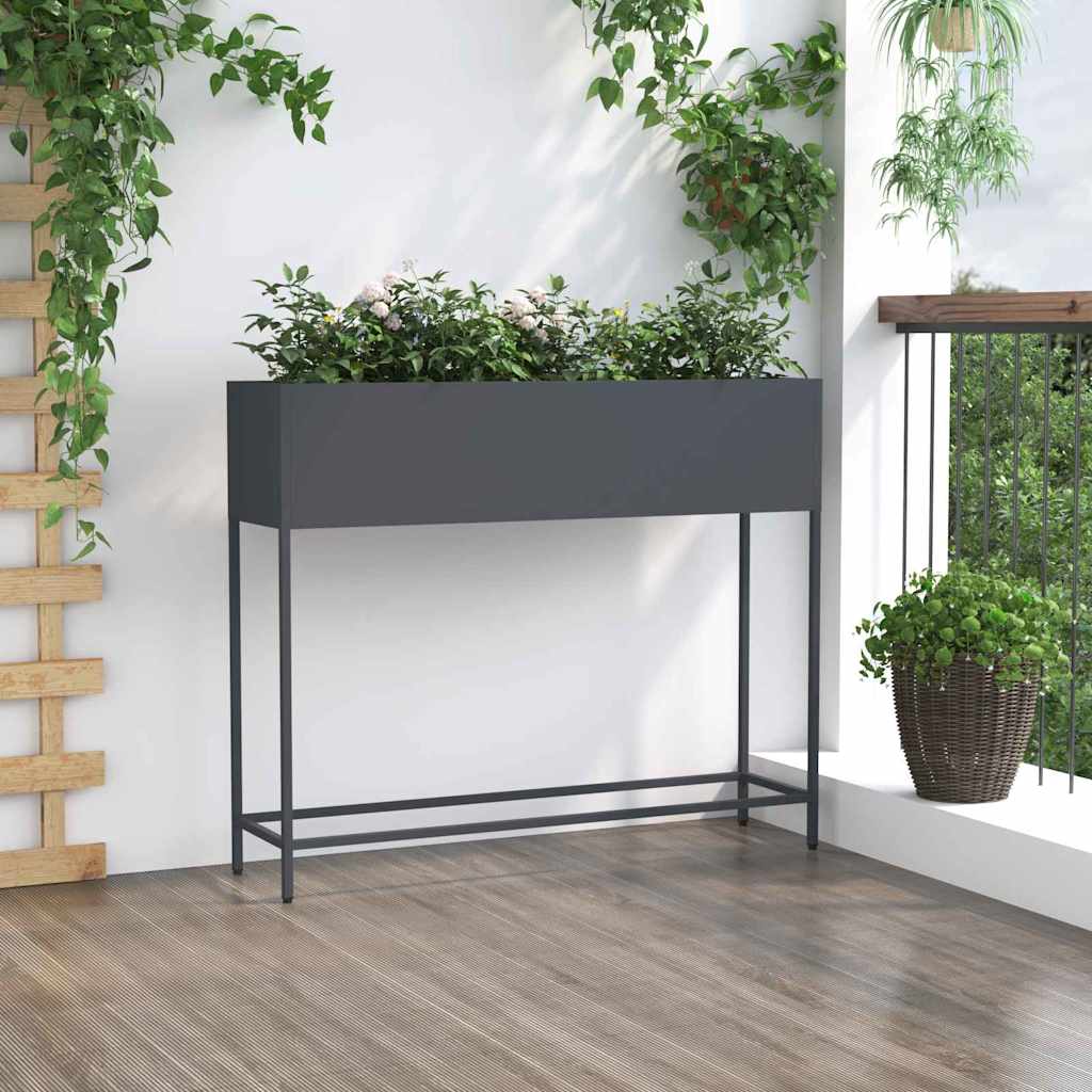 Verhoogde Tuin Plantbak Antraciet 100 x 26 x 82 cm Staal is nu te koop bij PeponiXL, paradijselijk wonen!