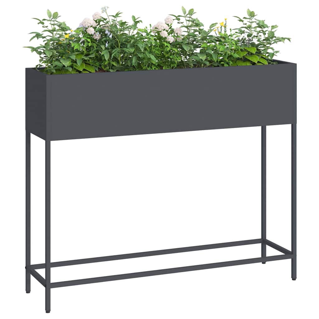 Verhoogde Tuin Plantbak Antraciet 100 x 26 x 82 cm Staal is nu te koop bij PeponiXL, paradijselijk wonen!