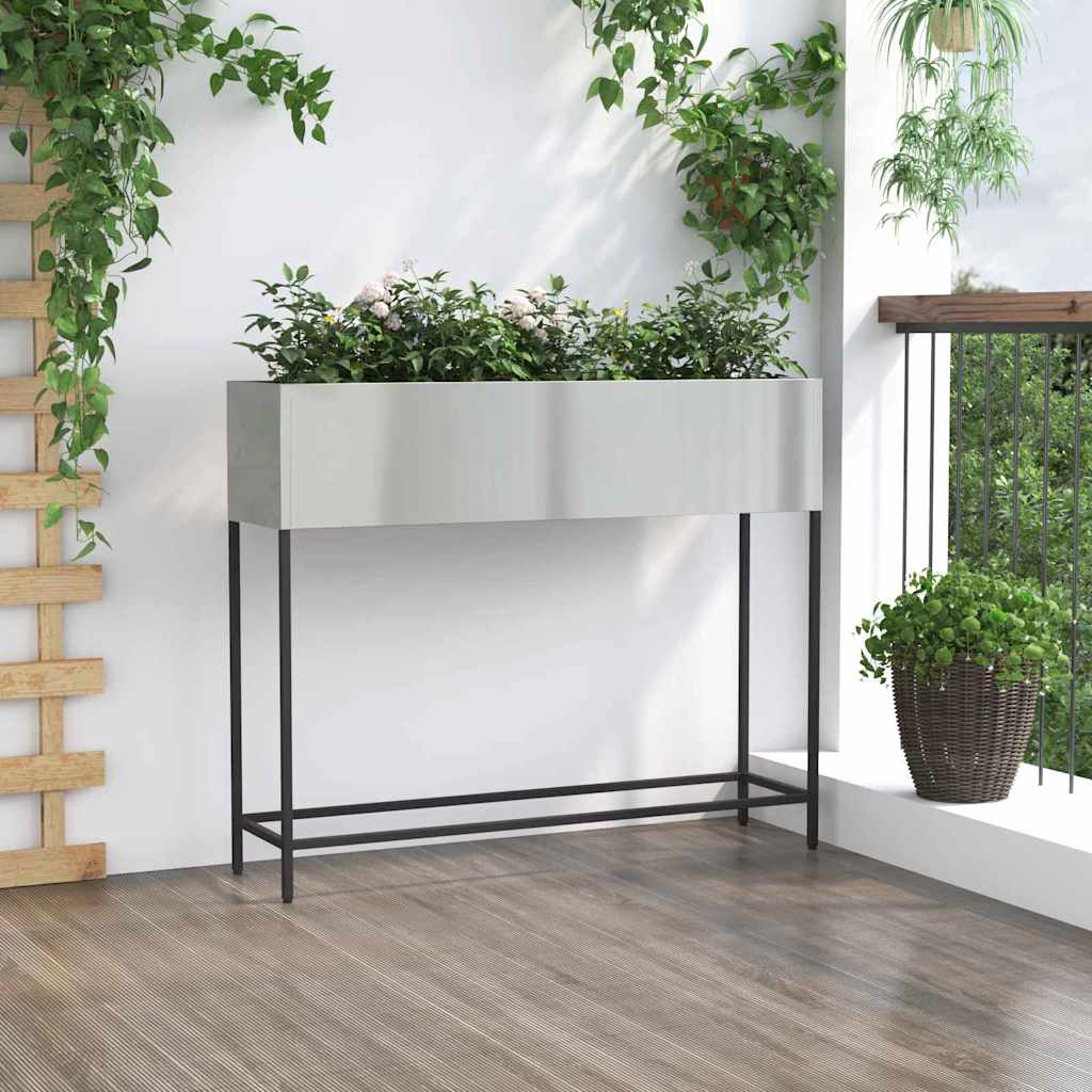 Verhoogde Tuin Plantbak Zilver 100 x 26 x 82 cm is nu te koop bij PeponiXL, paradijselijk wonen!