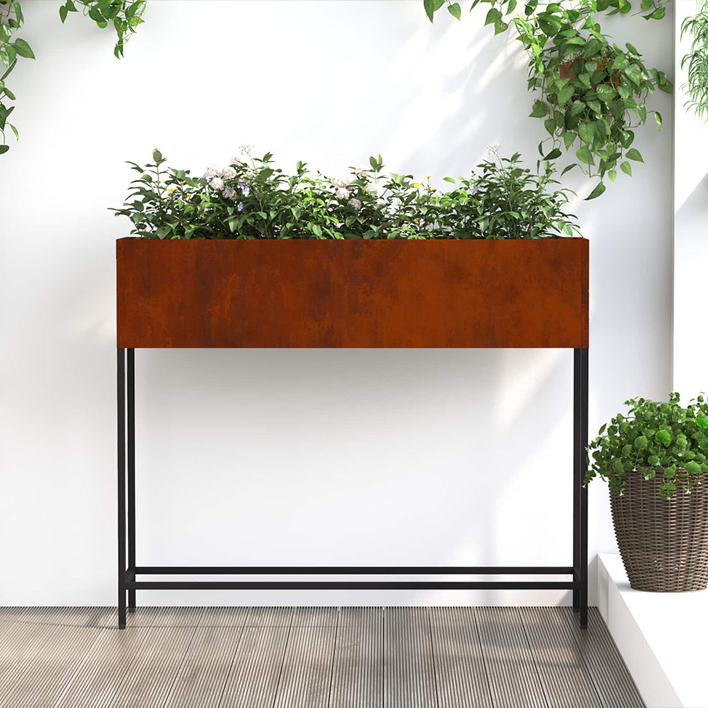 Verhoogde Tuin Plantbak Roestig 100 x 26 x 82 cm Cortenstaal is nu te koop bij PeponiXL, paradijselijk wonen!