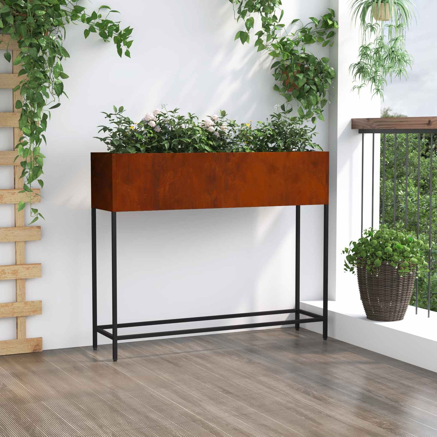 Verhoogde Tuin Plantbak Roestig 100 x 26 x 82 cm Cortenstaal is nu te koop bij PeponiXL, paradijselijk wonen!