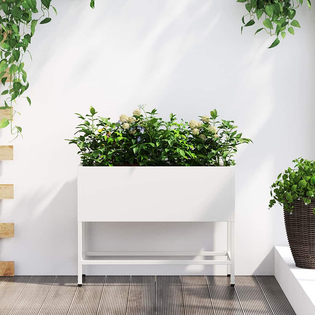 Verhoogde Tuin Plantbak Wit 60 x 26 x 48 cm Staal is nu te koop bij PeponiXL, paradijselijk wonen!