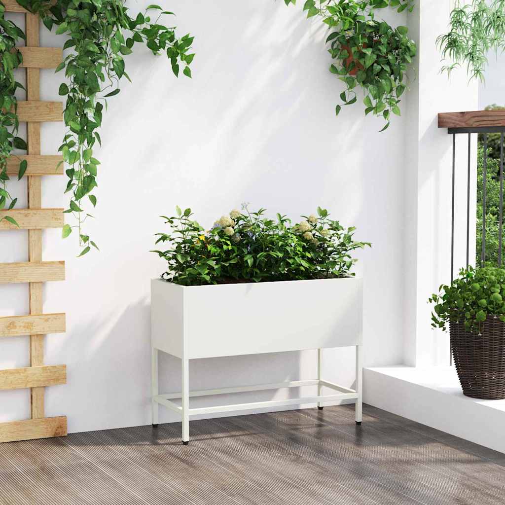 Verhoogde Tuin Plantbak Wit 60 x 26 x 48 cm Staal is nu te koop bij PeponiXL, paradijselijk wonen!