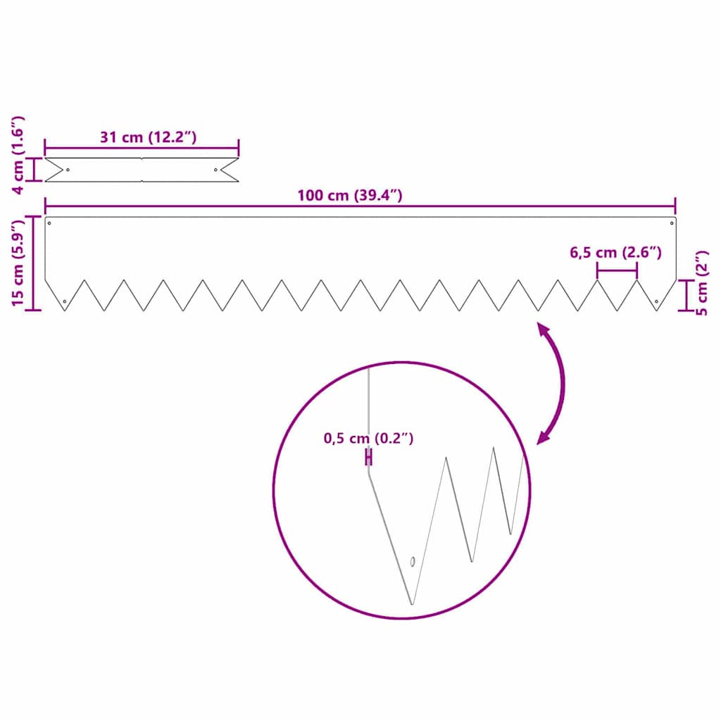 Tuinrand 50 pcs Antraciet 100 x 0.05 x 20 cm Koudgewalst staal is nu te koop bij PeponiXL, paradijselijk wonen!