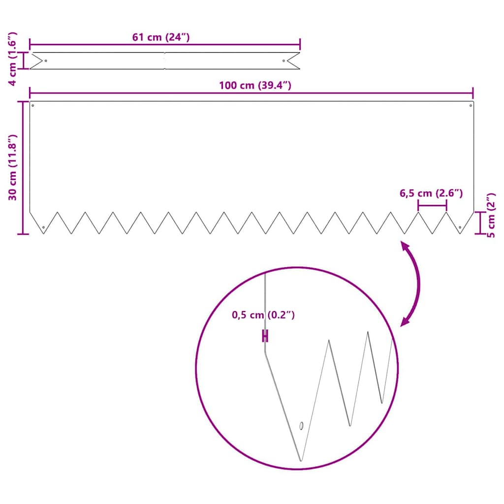 Tuinrand 20 pcs Antraciet 100 x 0.05 x 20 cm Koudgewalst staal is nu te koop bij PeponiXL, paradijselijk wonen!