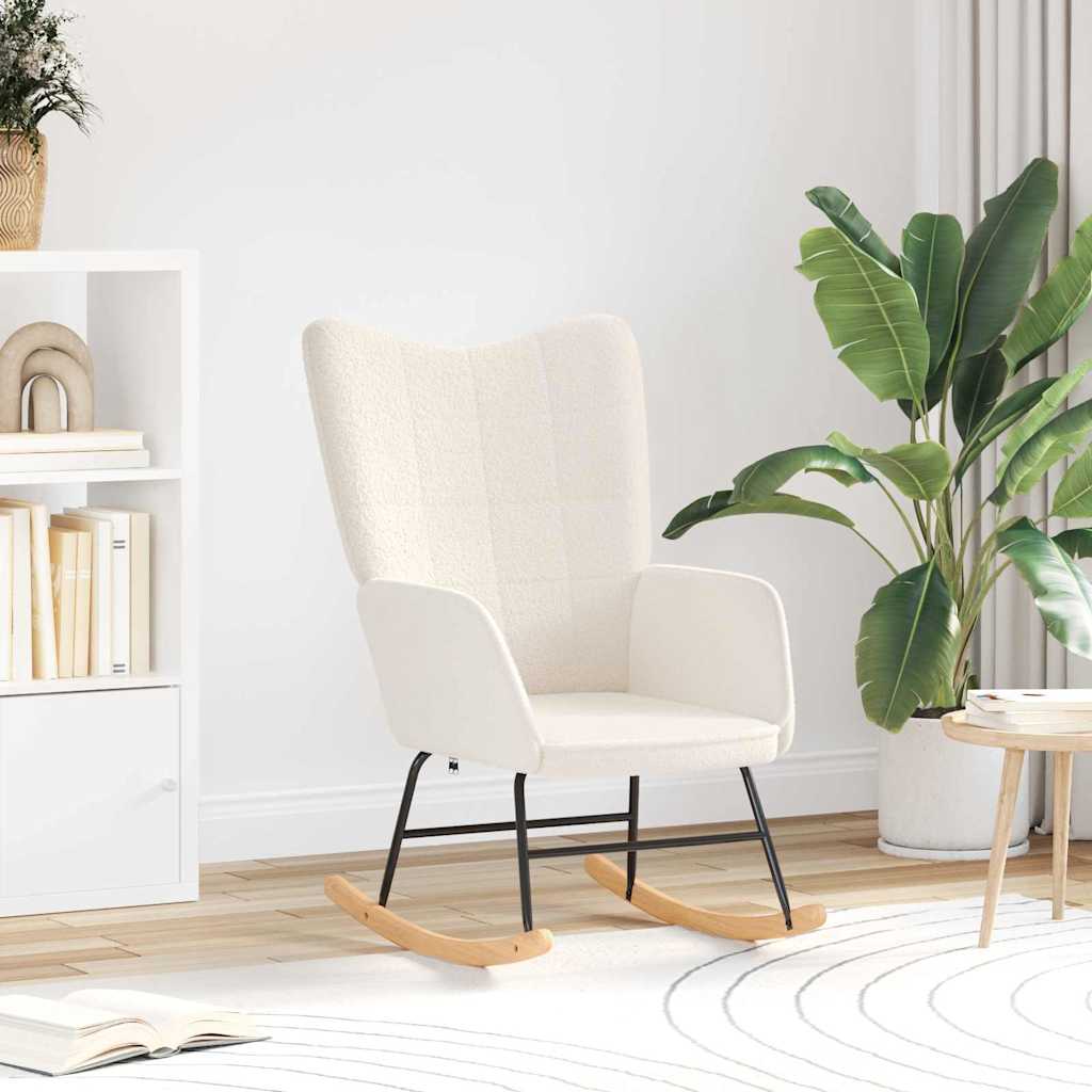 Schommelstoel Crème Sherpa Stof is nu te koop bij PeponiXL, paradijselijk wonen!