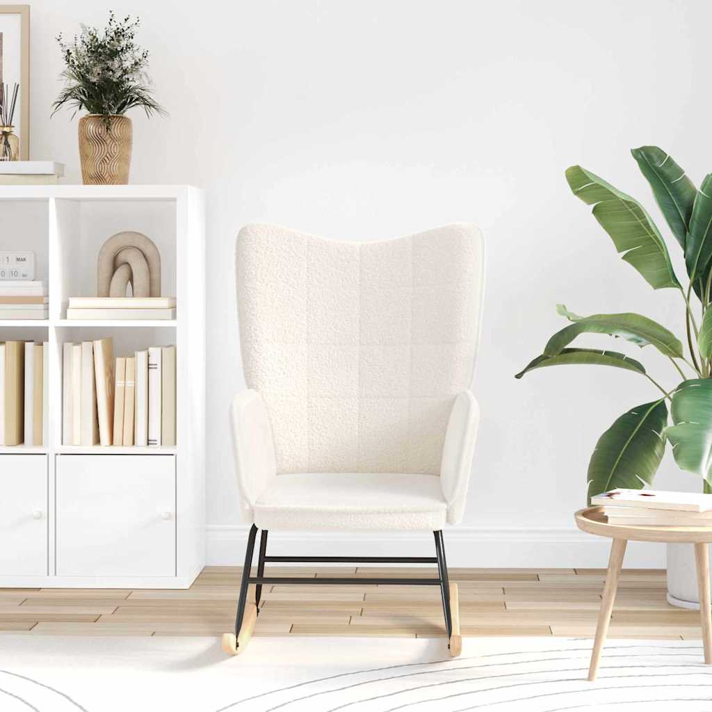 Schommelstoel Crème Sherpa Stof is nu te koop bij PeponiXL, paradijselijk wonen!