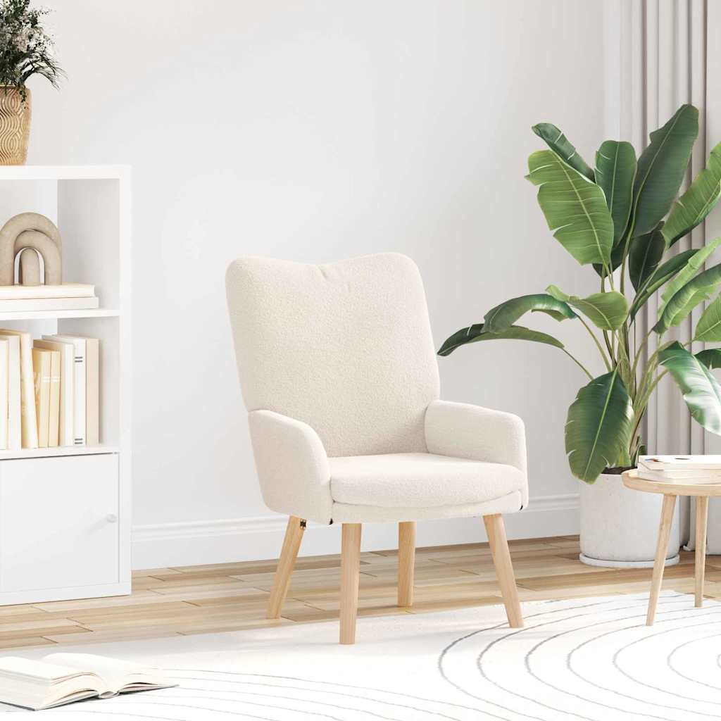 Fauteuil Crème 63 x 67 x 94 cm Schapenstof en Triplex is nu te koop bij PeponiXL, paradijselijk wonen!