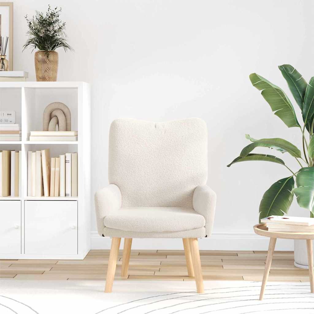 Fauteuil Crème 63 x 67 x 94 cm Schapenstof en Triplex is nu te koop bij PeponiXL, paradijselijk wonen!