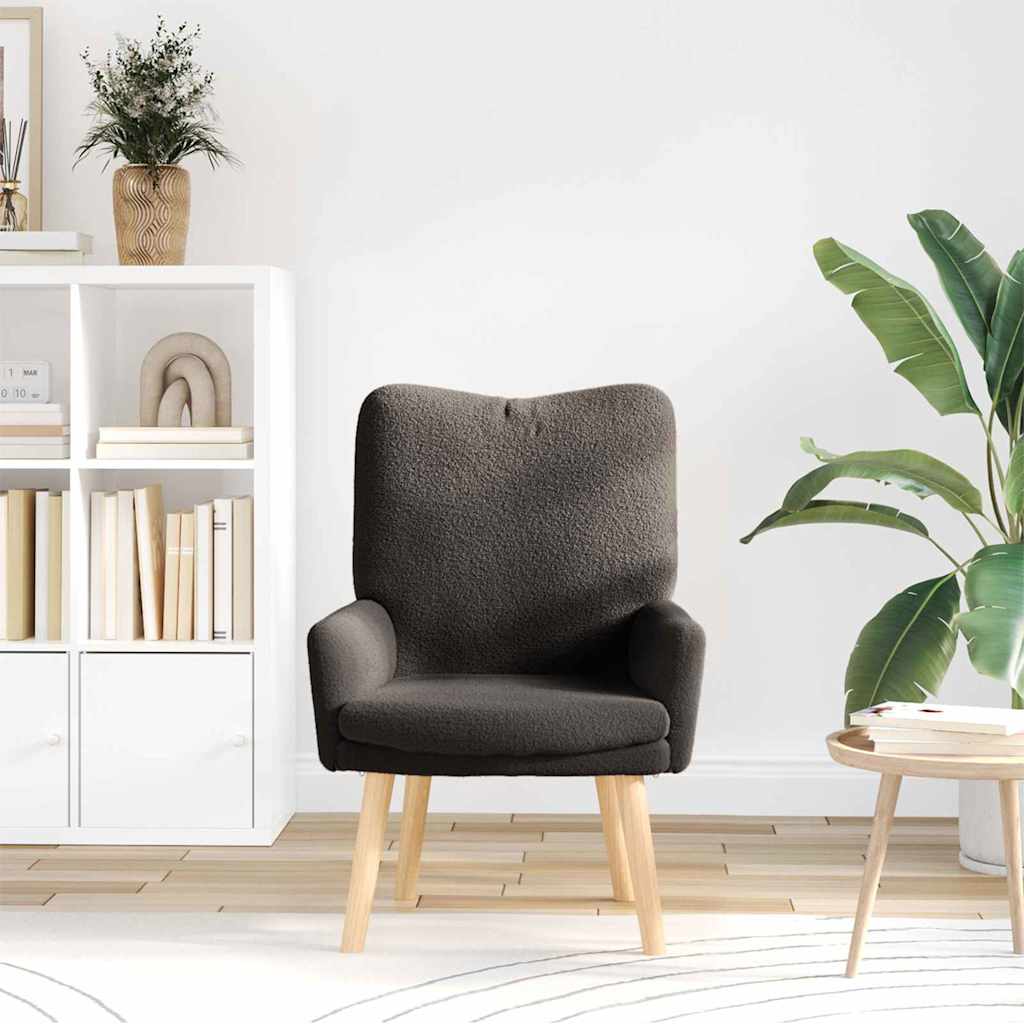 Fauteuil Donkergrijs 63 x 67 x 94 cm Schapenstof en Triplex is nu te koop bij PeponiXL, paradijselijk wonen!