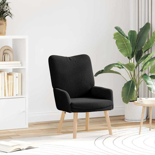 Fauteuil Zwart 63 x 67 x 94 cm Schapenstof en Triplex is nu te koop bij PeponiXL, paradijselijk wonen!