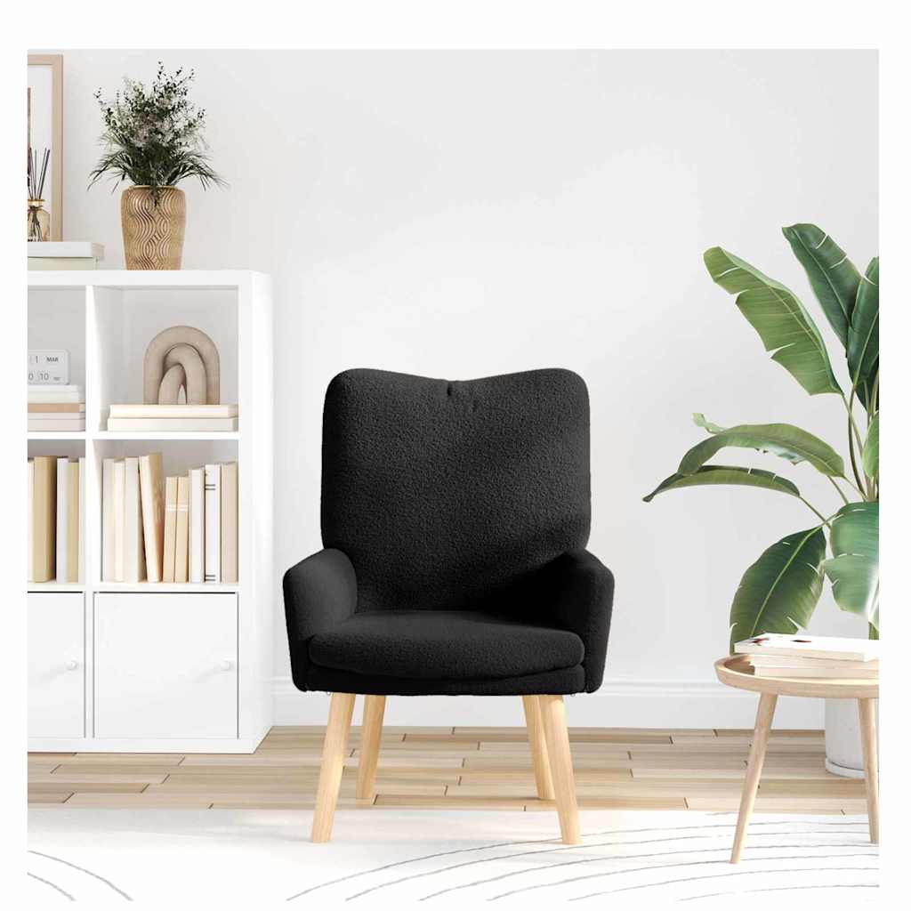 Fauteuil Zwart 63 x 67 x 94 cm Schapenstof en Triplex is nu te koop bij PeponiXL, paradijselijk wonen!