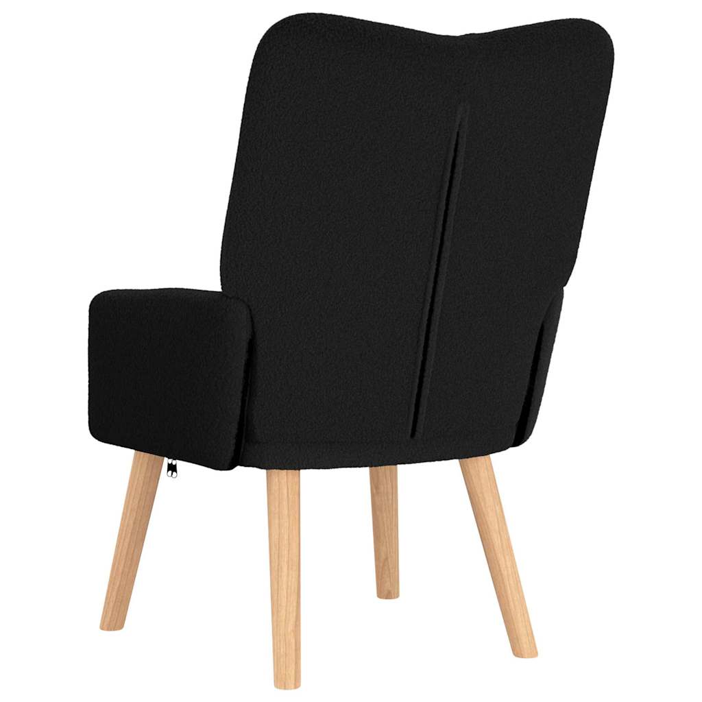 Fauteuil Zwart 63 x 67 x 94 cm Schapenstof en Triplex is nu te koop bij PeponiXL, paradijselijk wonen!