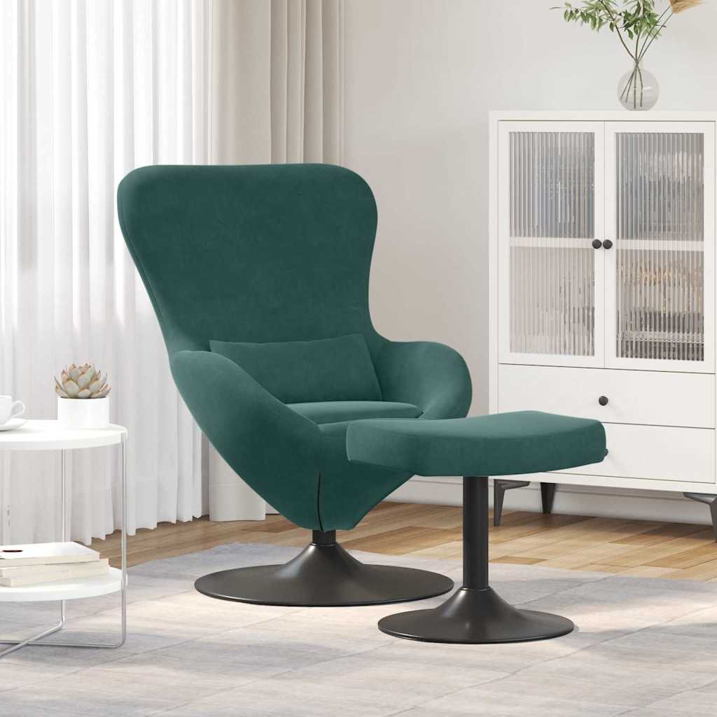 Egg Chair met Voetsteun Donkergroen Fluweel is nu te koop bij PeponiXL, paradijselijk wonen!